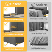 Cama tapizada 160x200, Cama Doble Cama de almacenamiento hidráulico con soporte lateral amplios y tapa de somier extraible, somier con somier de lámparas y Espacio de almacenamiento, Lino, Gris, sin colchón - details 7