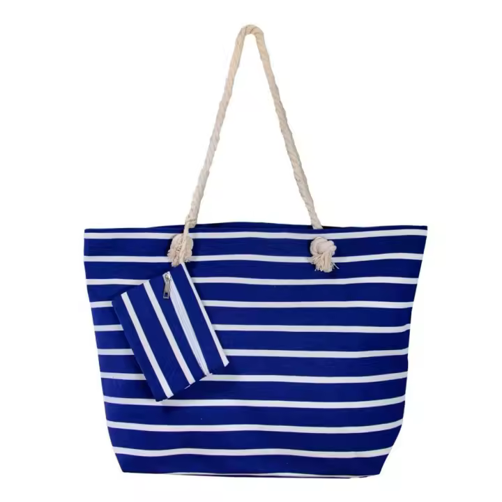 Bolso de playa estampado Rayas Marino SUN&SURF, impermeable,40x60 cm, incluye monedero a juego - 1