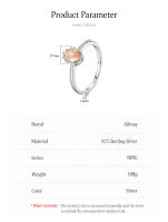 Zenyth-Anillo de Plata de Ley 925 para Mujer, sortija ovalada de circorita, champán, Boda, compromiso, Fiesta, regalo - details 3