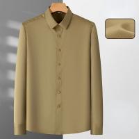 Camisa Social Para Hombre Antienvejecimiento Cuello En V Manga Larga Ajustada Blusa Negocios Blanco Oficina Tallas 5XL 6XL - details 13
