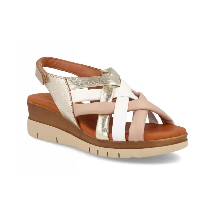 13279 - DIGO DIGO SANDALIAS DE CUÑA   COLORES : BLANCO , ORO  TALLAS : 35 AL 41  CORTE EXTERIOR : PIEL  FORRO INTERIOR : PIEL / SINTÉTICO  PLANTILLA : PIEL / GEL  ALTURA TACÓN / CUÑA : 5 CM.  PISO : SINTÉTICO - 1