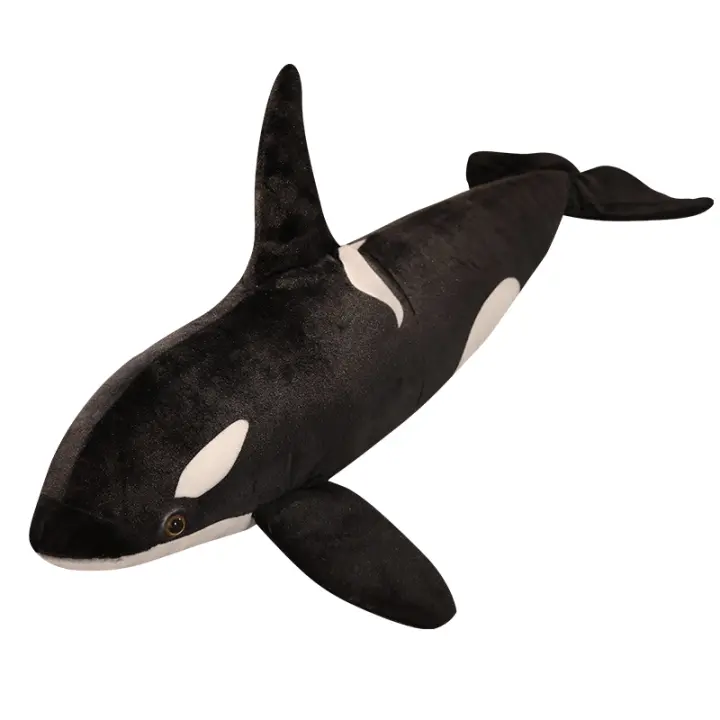Orcinus Orca Negro Peluche Realista Ballena Asesina Muñeco De Tela Grande Pez Juguetes Para Niños Regalo De Cumpleaños - 1