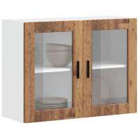 vidaXL Armario de pared para cocina puerta cristal Porto en color Roble ahumado/Roble Sonoma/Negro y más | almacenamiento funcional diseño moderno para baño dormitorio sala - details 3