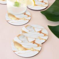 4pcs Tapetes De Marfil Artificial Para Taza De Café Redondos De Cuero Sintético Fácil De Limpia Accesorios De Mesa Clásicos - details 2