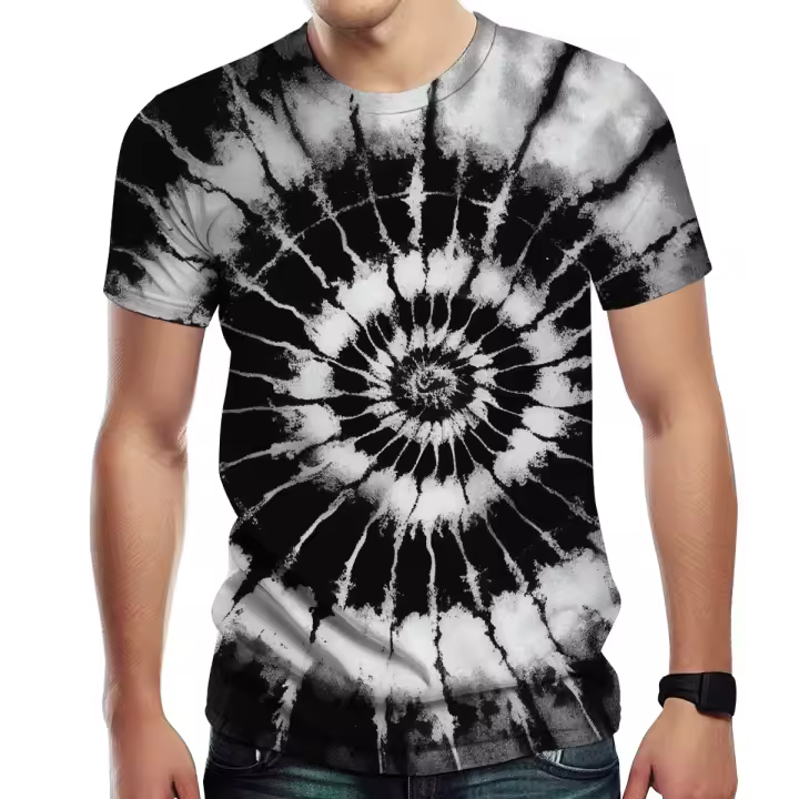 Camisa con estampado de rayas en espiral para hombre, Camisetas estampadas Tie Dye de manga corta, novedad - 1