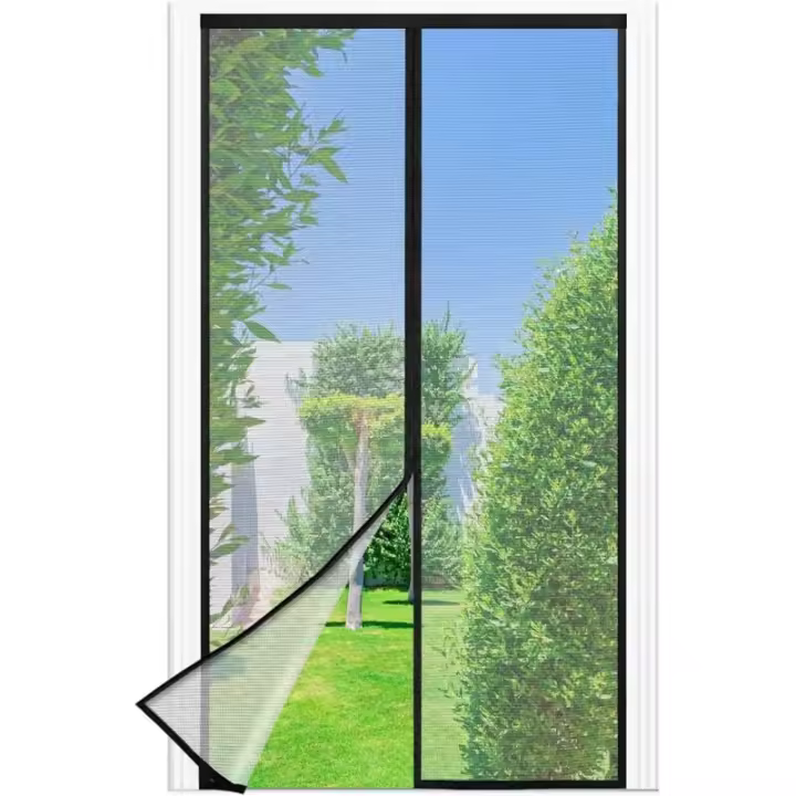 CA Mosquitera para puertas y ventanas, 90 x 210 cm - Mosquitera negra de malla fina, cierre automático, mosquitera magnética para puertas y ventanas - 1