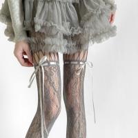 Pantimedias Con Cordón Y Retoques En Estilo Retro Japonés De Red Hueca Para Mujer Y2K Gótico Lolita Medias De Pescador Para Niñas - details 0