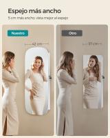 Espejo joyero de pared con luz led y cerradura, organizador con varios compartimentos para pendientes y collares, color blanco, habitación, dormitorio - details 3