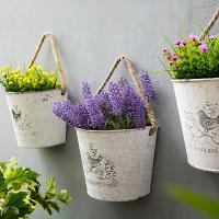 3 Pack colgante maceta macetas galvanizado decoración de la pared florero casa decoración media redonda macetas interior al aire libre jardín Decoración - details 0