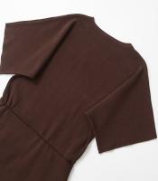 Vestido Largo De Punto Para Mujer MUJER Con Cuello En V Manga Corta Estilo Vintage Patchwork Ajustado Longitud Maxi Para Fiesta - details 9