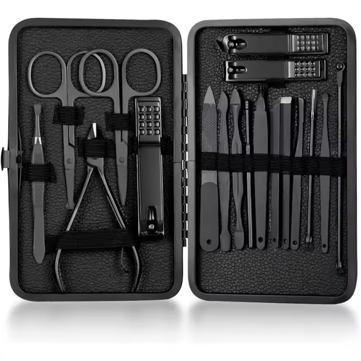 Cortauñas, juego de manicura profesional, kit de cuidado de uñas para uñas gruesas, removedor de cutículas, cortador de uñas para pies, kit de pedicura, cortauñas, puerto - 1