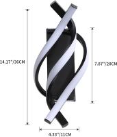 Luz de pared interior, lámpara de pared Modern LED 18W curvada IP20, apliques 3000K Luz Blanca Cálida, 1620 lúmenes Negro IP20, para dormitorio, Sala de estar [Clase Energética A ++] - details 0