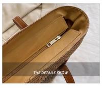 Bolso de paja premium para mujer - Tote de verano estilo boho, diseño exclusivo para playa y looks urbanos（42*28*13cm） - details 3