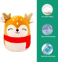 Peluche de reno navideño de 8 pulgadas, almohada de peluche de reno navideño, muñeco de peluche de algodón blando - details 4