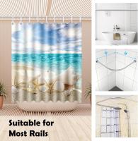 Cortina de Ducha Antimoho Poliéster Lavable Opaco Canvas, Curtain Partition, with 12 Ganchos de Ducha para Bañera Familia Hoteles Autocaravana Dormitory, 180x180CM - details 7