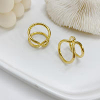 ANENJERY Anillo Doble Capa De Color Dorado Para Mujer Simple Y Venta Al Por Mayor Joyería De Fiesta Resizable Moda Actual - details 1