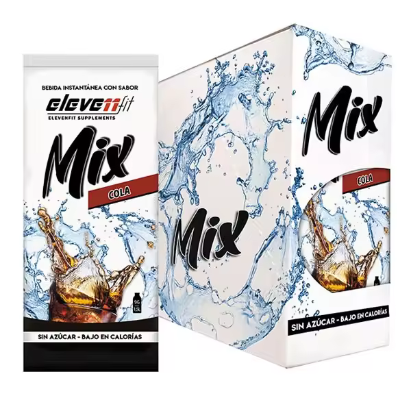 Eleven Fit Mix Instantáneo, Caja de 24 Sobres Sabor Cola - Prepara 1.5L de Bebida Saludable - Sin Azúcar, Baja en Calorías y Carbohidratos - Ideal para Agua/Leche, Cocinar y Preparar Postres - Mejora tu Dieta - Apto para Adultos y Niños - 1
