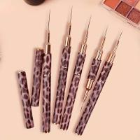 Set De 5 Pinceles Para Arte De Uñas Con Diseño De Leopardo Herramienta Profesional De Manicura Para Dibujar Líneas Estriadas En Gel UV Y Pintura De Uñas - details 3
