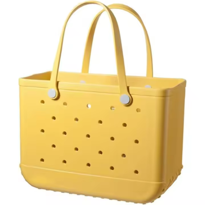 Bolsa de Playa/Bolsa Grande de Verano impermeable y lavable/Bolsa de Playa de Goma with bolsos/Para Playa, Mercado, Amarillo, L - 1