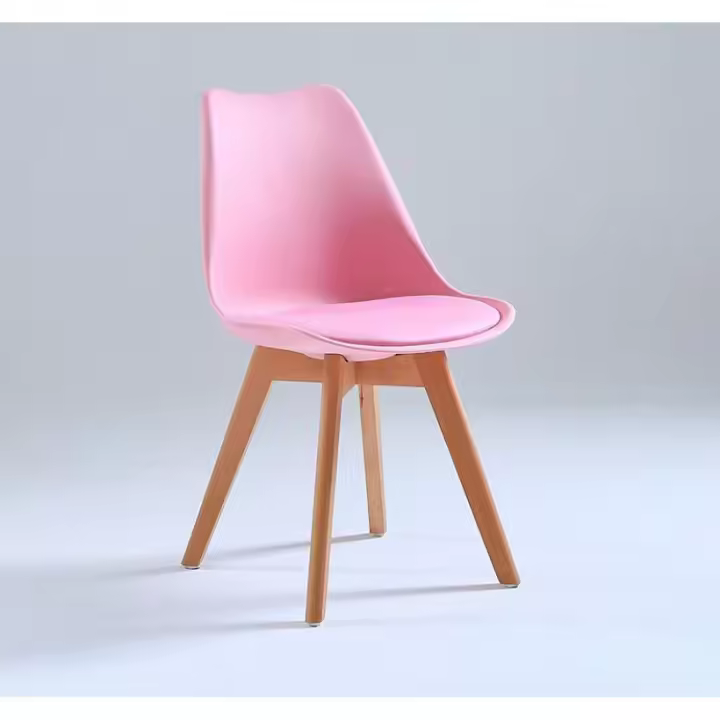 sillas tulipán con patas de madera, mueble estilo nórdico medieval, con asiento acolchado de cuero sintético, para escritorio, comedor, dormitorio, balcón o restaurante BAR hosteleria, OFICINA Mesa de comedor nórdica  cocina, - 1