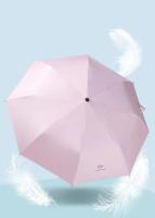 Paraguas Triplo Plegable Simple Con Protección UV De Vinilo Grueso Paraguas Doble Para Lluvia Y Sol Color Blanco Rosa Azul Verde Oscuro Azul Oscuro Y Negro - details 12