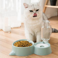 Cuenco doble para perros y gatos, juego de cuencos para agua y comida con cuenco extraíble de acero inoxidable, botella para beber automática, comedero para perros y gatos pequeños y medianos - details 0