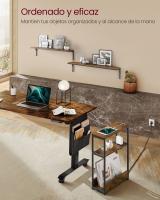 Mesa Auxiliar Estrecha con enchufe integrado, 3 Estantes y Revistero, Ideal para Espacios Pequeños en Salón, Dormitorio, Estudio - details 10
