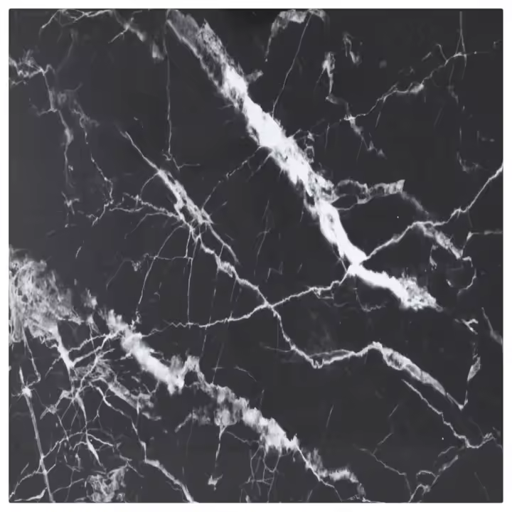 vidaXL Tablero mesa diseño mármol vidrio templado negro 60x60 cm 6 mm - 1