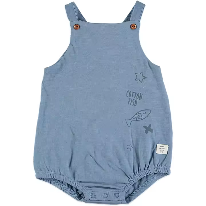COTTON FISH - Peto/Body para Bebé. Colección Essential. Slubby Blue, 4 Años - 1