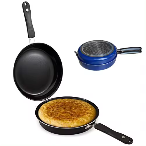 Sartén Giratortilla Doble de 14, 20 y 24 cm para Tortillas, Tortillera - Inducción, Gas, Vitro - Antiadherente PFOA - Marca Kadal - 1