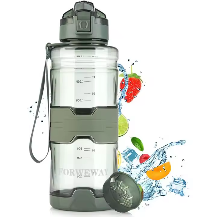 Botella de Agua Grande, botella de Agua de plástico a prueba de fugas con filtro, botellas de Agua reutilizables de gran tamaño, duraderas para fitness, camping a Libre Aire, senderismo - 1