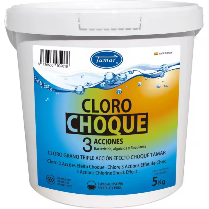 Cloro Choque Piscina 3 Acciones Granulado 5 KG - Tamar - 1
