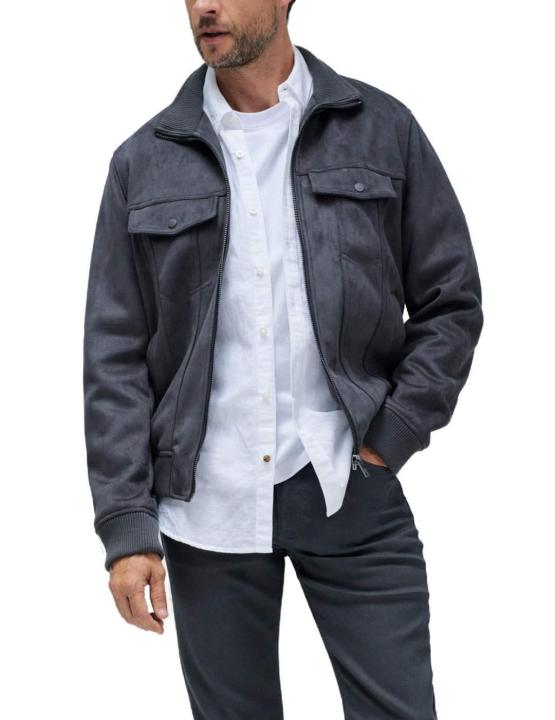 Chaqueta Salsa ante gris oscuro con bolsillos para hombre