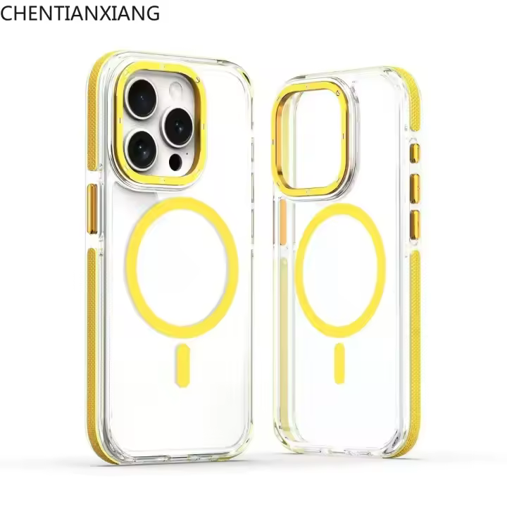 Funda transparente magnética Fuerte prueba de Golpes de adsorción para APPLE iPhone 16 15 14 13 12 Pro Max Carga magnética Compatible con Magsafe - 1