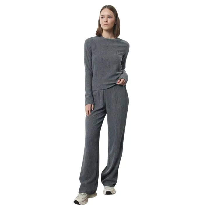Trendyol Khaki High Collar Gather Detailed Normal Waist Wideleg/Wide Leg Knitted Bottom-Top Set Twoaw25Au00105 - 1