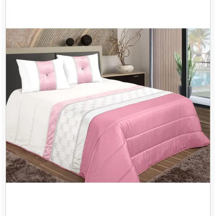 Colcha Acolchada Edredón de acolchado fino cristal con pedreria y brillo 250×260 cms + 3 cojines a juego con relleno para entretiempo,Colcha decorar tu dormitorio para Cama 135cm/ 150cm - 1
