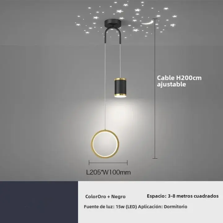Lámpara Colgante LED Moderna Para Habitación Estilo Estelar Luna Y Estrella Iluminación Pendente Para Dormitorio Decoración De La Cama - 1