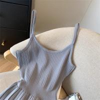 Vestido De Mujer YuooMuoo 2024 Estilo Coreano Moda Ajustado Cintura Plisado Tirantes Spaghetti Vestido Tejido Vintage Y2K Streetwear - details 22