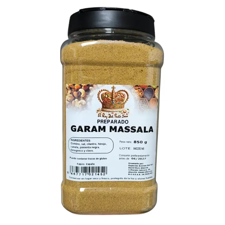 Garam Massala 850 gr - Especia India - Condimento Garam Masala para Dar un Toque Especial a tus Platos - Sin Conservantes - Ideal para Curries, Arroces y Guisos - El Rey del Fruto Seco - 1