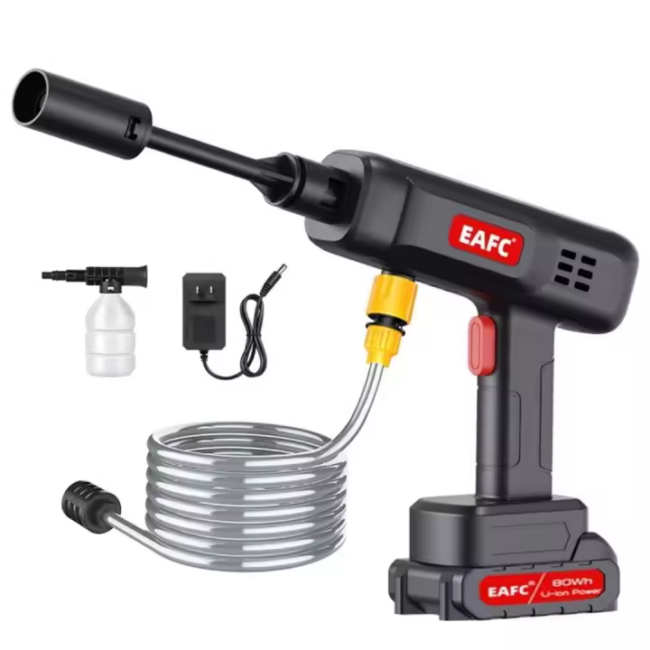 Pistola de agua pulverizada de alta presión inalámbrica para lavado de coches, 500 W, 60 bar, batería de litio de 21 V, generador de espuma, lavadora de coches para el hogar. - 1
