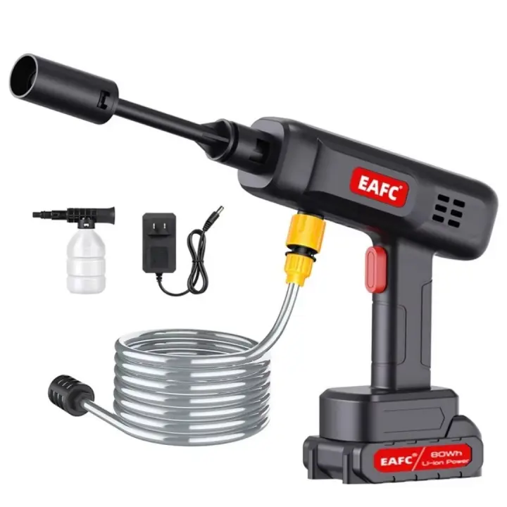 Pistola de agua pulverizada de alta presión inalámbrica para lavado de coches, 500 W, 60 bar, batería de litio de 21 V, generador de espuma, lavadora de coches para el hogar. - 1