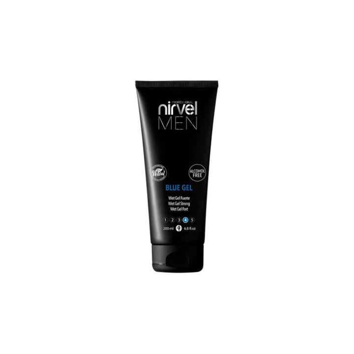 Nirvel Man Blue Gel 200ml - Gel Fuerte Efecto Mojado: Fijación Máxima, Estilo Duradero y Brillo Intenso para Cabello Masculino
