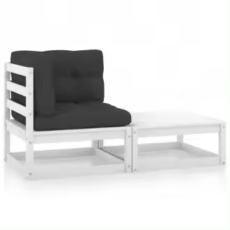 VIDAXL juego de muebles de jardín de dos piezas de palets de madera maciza de pino y cojines gris antracita - 1