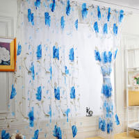 Cortinas De Tules Negras Con Florecimiento Para Decoración De Sala De Estar Y Dormitorio Translúcidas De Chiffon Voile Para Ventanas De Cocina - details 9