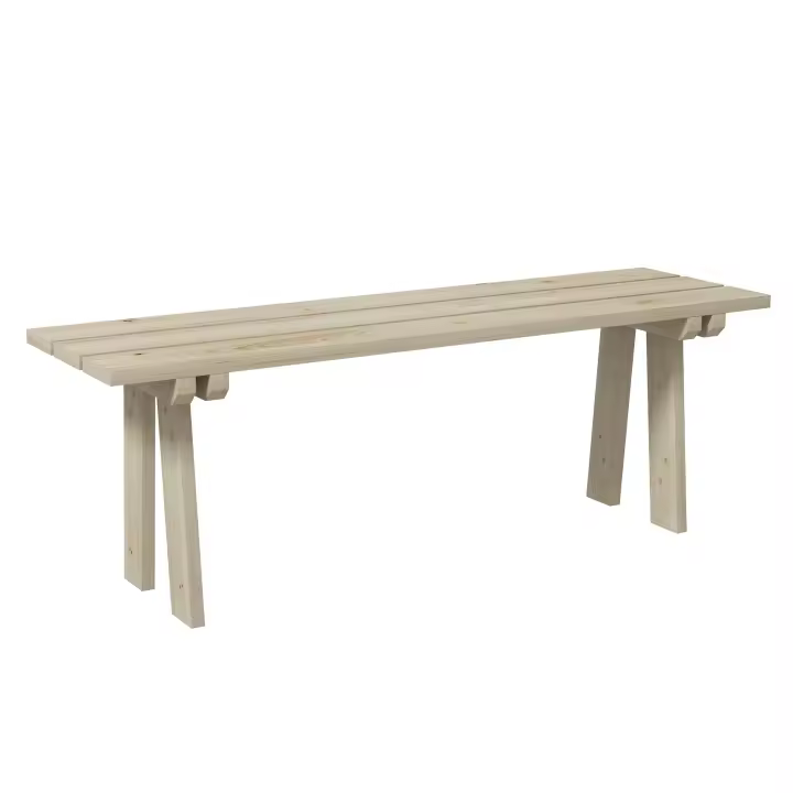 Outsunny Banco de Madera Banco de Jardín de 2 Plazas Carga 220 kg Banco de Exterior para Patio Terraza Piscina 130x38x45 cm Natural - 1