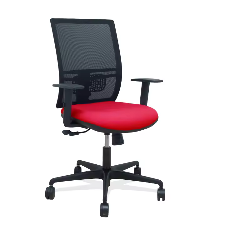 Silla Yunquera sincro malla negra bali rojo brazo regulable - 1