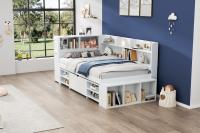 Cama Infantil Individual 90x200 cm Multifunción en Blanco - Con Cajones, Estantería y Armaro Integrados, Gran Capacidad de Almacenamiento, Estructura en Madera de Pino y Somier Robust-Sin Colchón Incluido - details 5