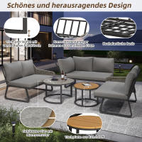 Juego de muebles de Jardín Para 6-7 personas, juego de tumbonas de exterior, Artesanía de trinquete, con dos mesas, Armado de Hierro galvanizado, Patos ajustables, incl. Todos los muebles de asiento - details 3