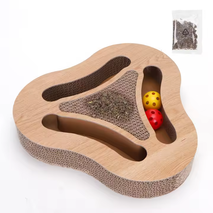 Nobleza Rascador para Gatos con Hierba Gatera，Rascadoras de Cartón para Cama con 2 Juguetes para Gatos Interactivos Pelotas - 1