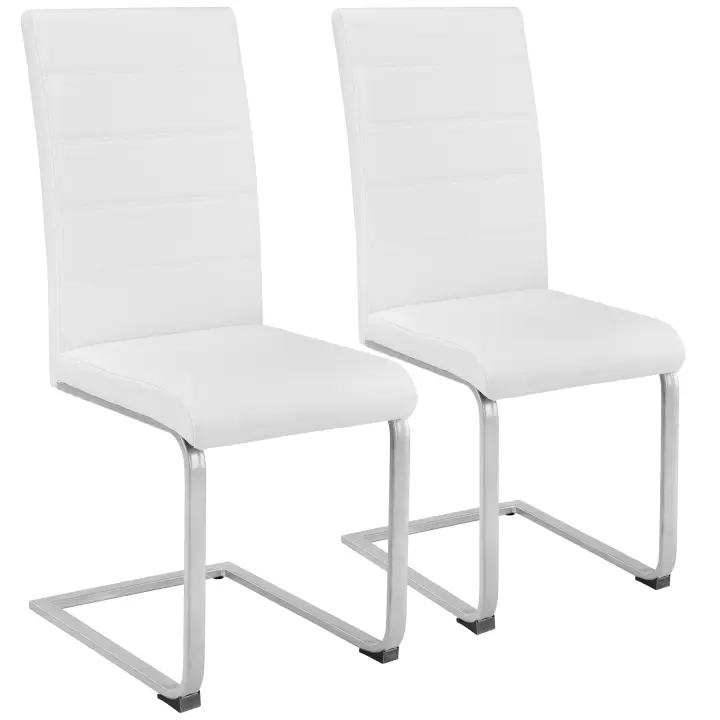 Tectake - Sillas de comedor BETTINA 41 x 52 x 99 cm, Acolchado de piel sintética, Silla para salón o dormitorio, Mueble moderno, Respaldo continuo, Patas de acero esbeltas, Versátil y combinable, Sillas para salón modernas, Capacidad de carga 120 kg - 1